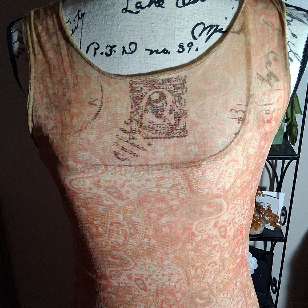 La Belle Orange Sheer Y2K Sleeveless Boho Dress Size M - Picture 2 of 16